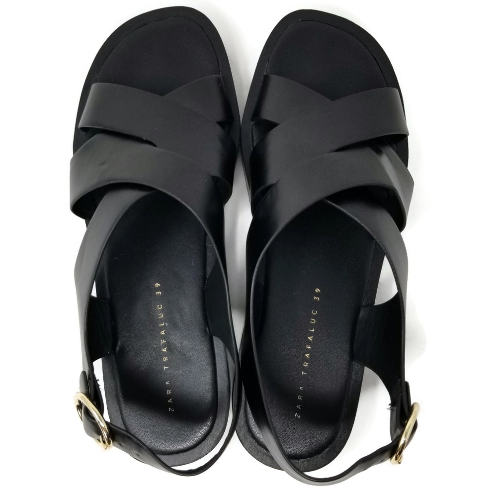 Zara Faux Leather Vegan Criss Cross Sandals US 8